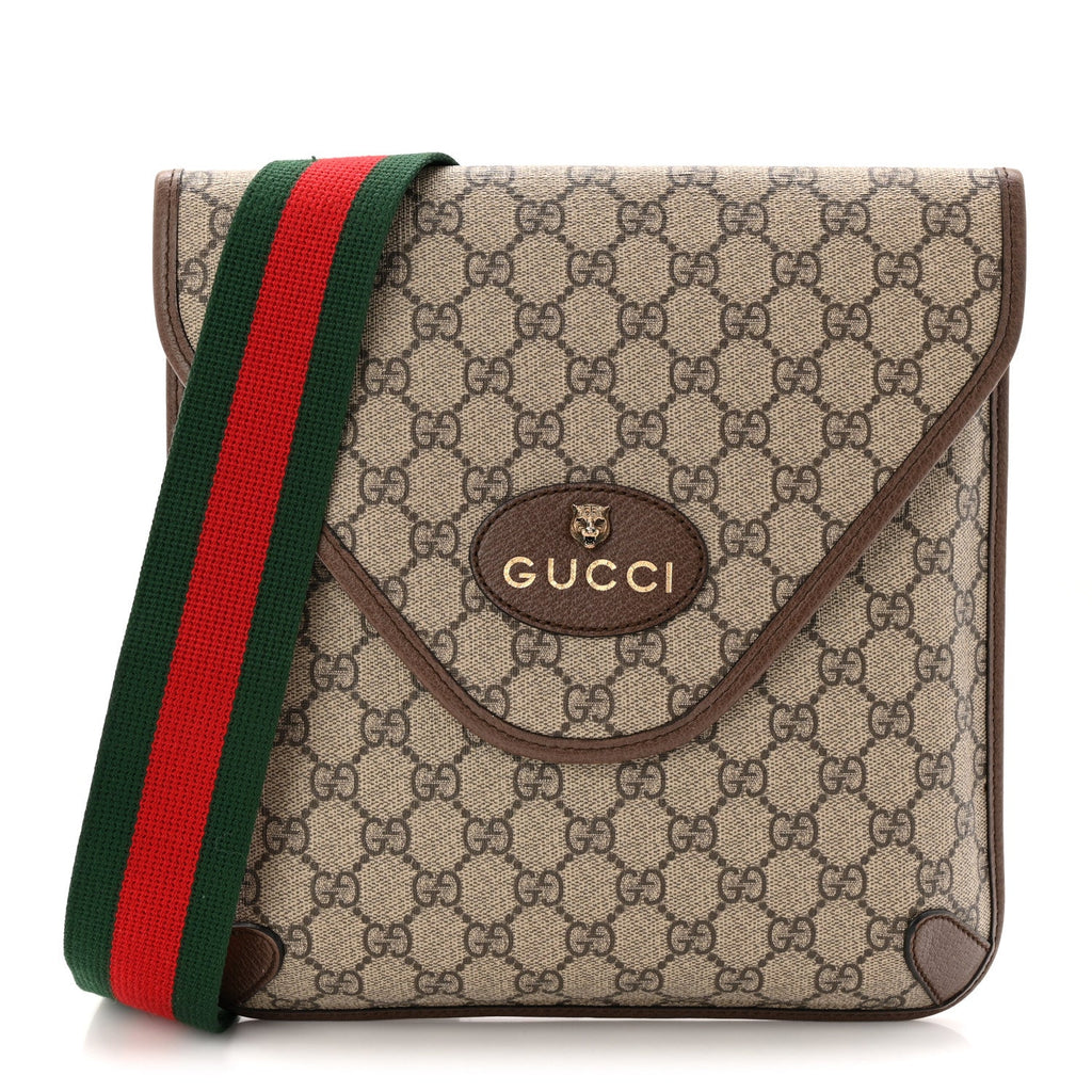 GG Supreme Monogram Web Medium Neo Vintage Flap Messenger Bag Beige New Acero