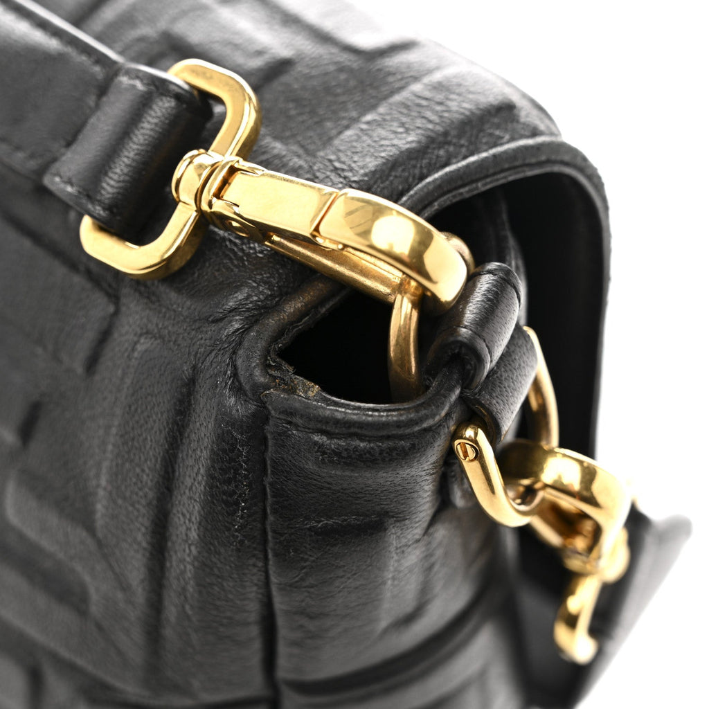 Nappa FF 1974 Embossed Large Baguette Black