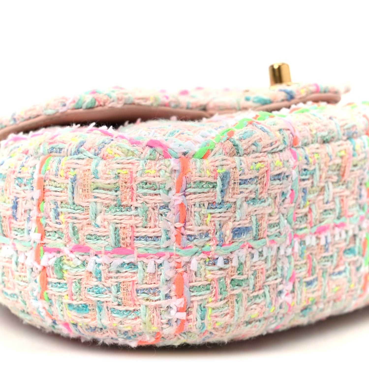 Tweed Quilted Baywatch Top Handle Flap Light Pink Green Orange Purple