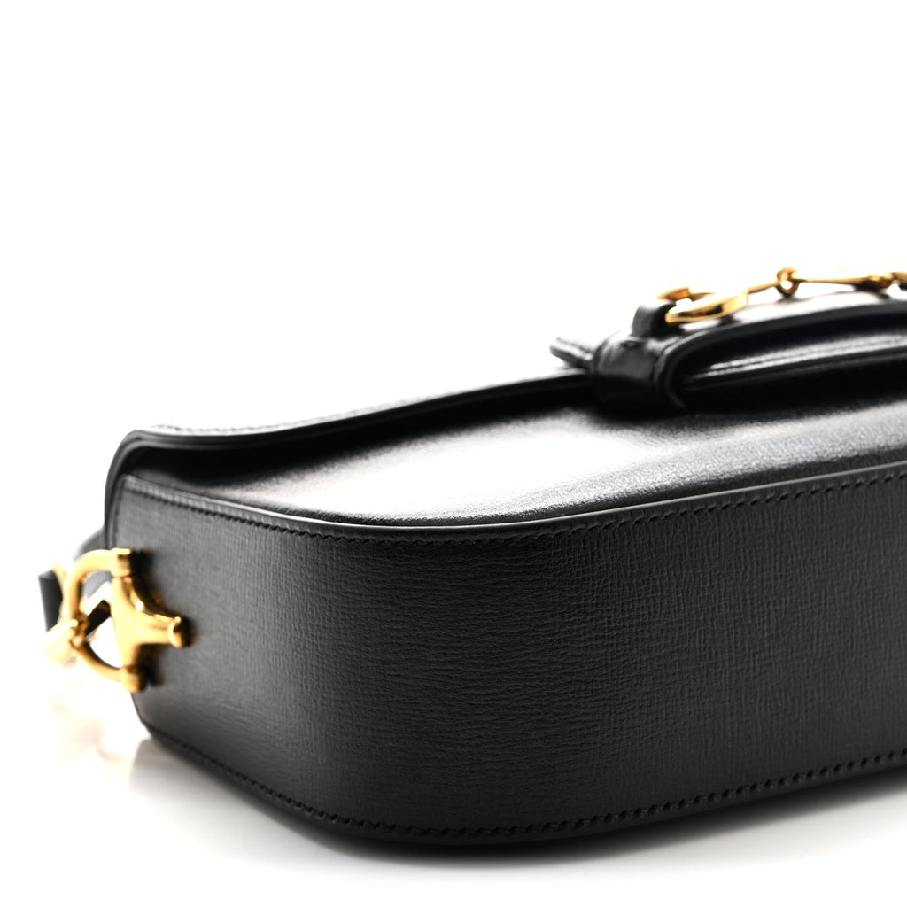 Azalea Calfskin Small Horsebit 1955 Chain Shoulder Bag Black