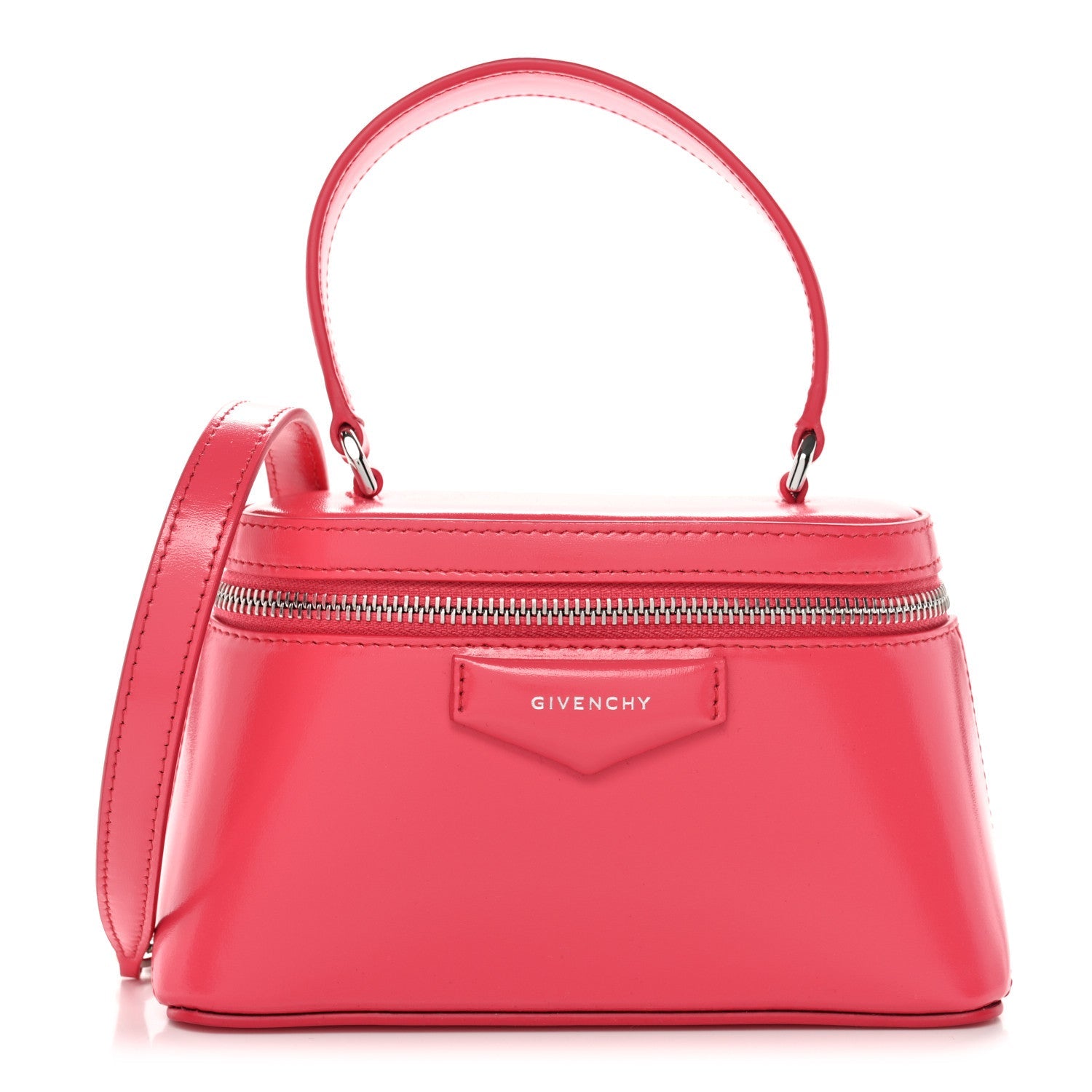 Box Calfskin Antigona Vanity Bag With Chain Neon Pink