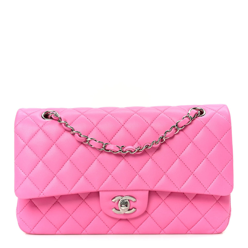 Lambskin Quilted Medium Double Flap Pink
