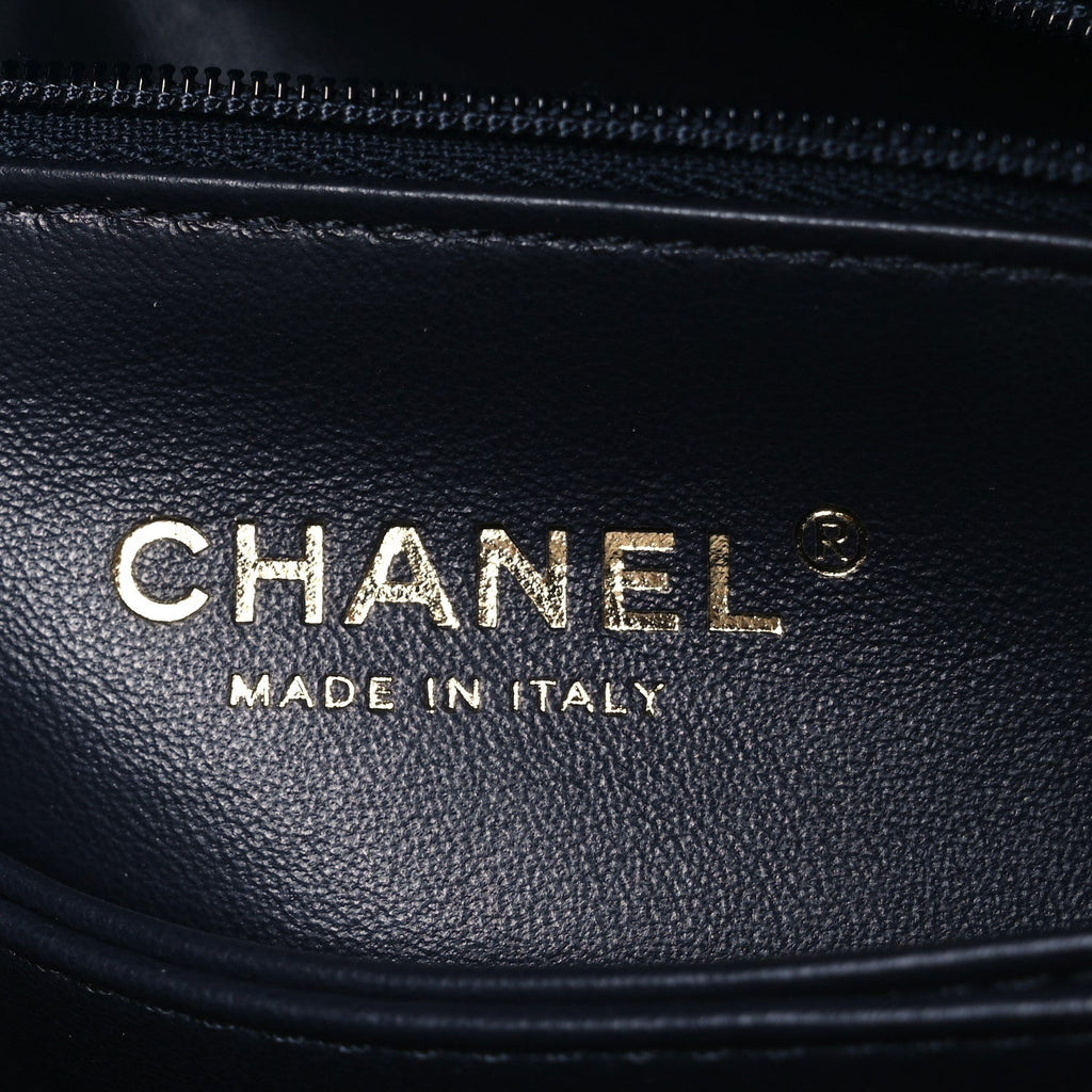 Washed Denim Quilted Mini Coco Handle Flap Blue