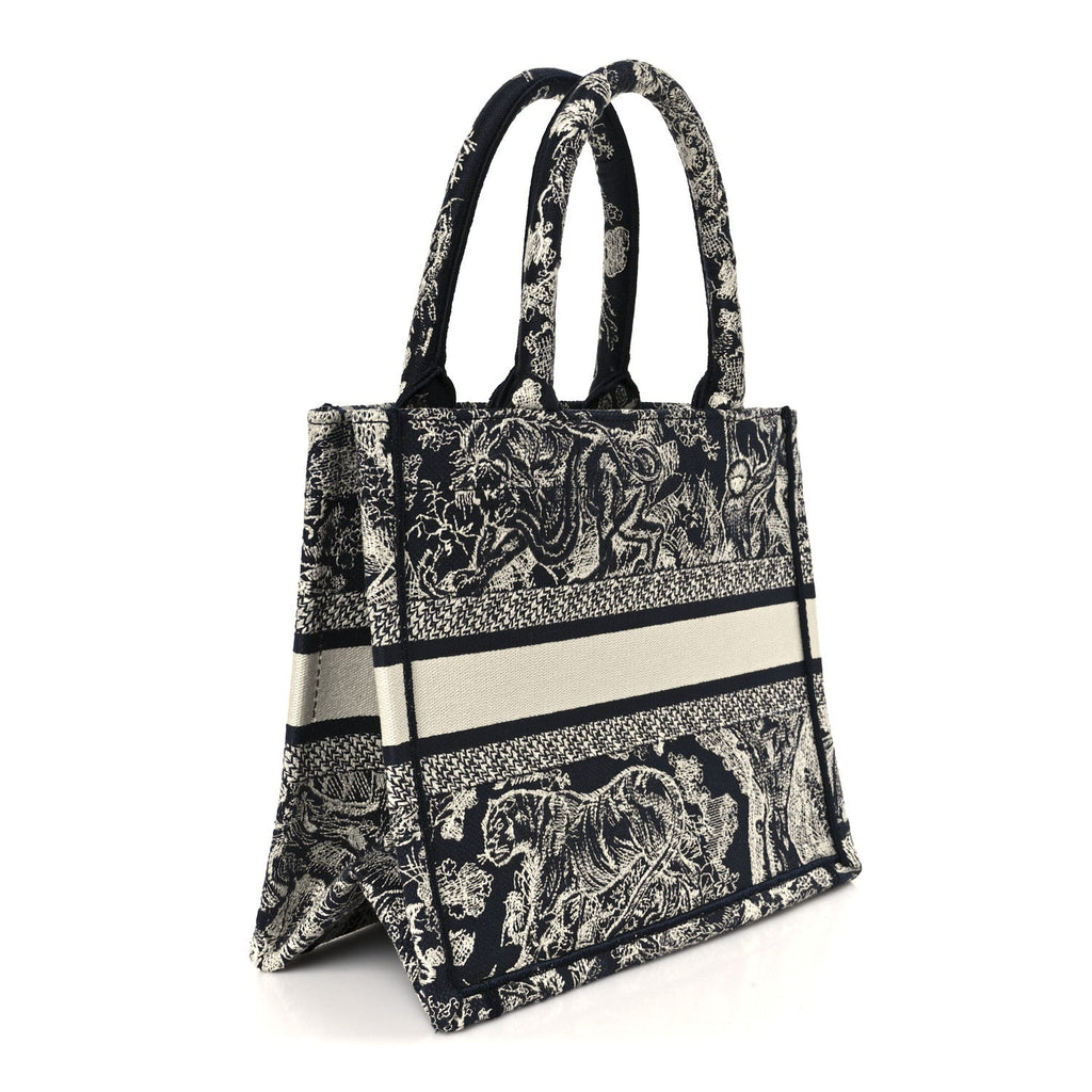 Canvas Embroidered Small Dioriviera Toile De Jouy Book Tote Blue