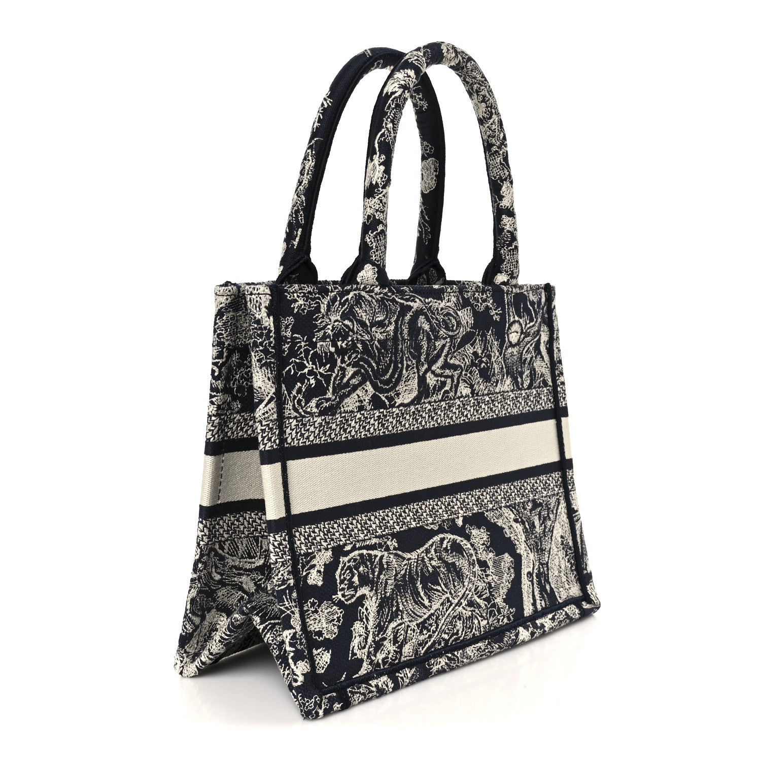 Canvas Embroidered Small Dioriviera Toile De Jouy Book Tote Blue