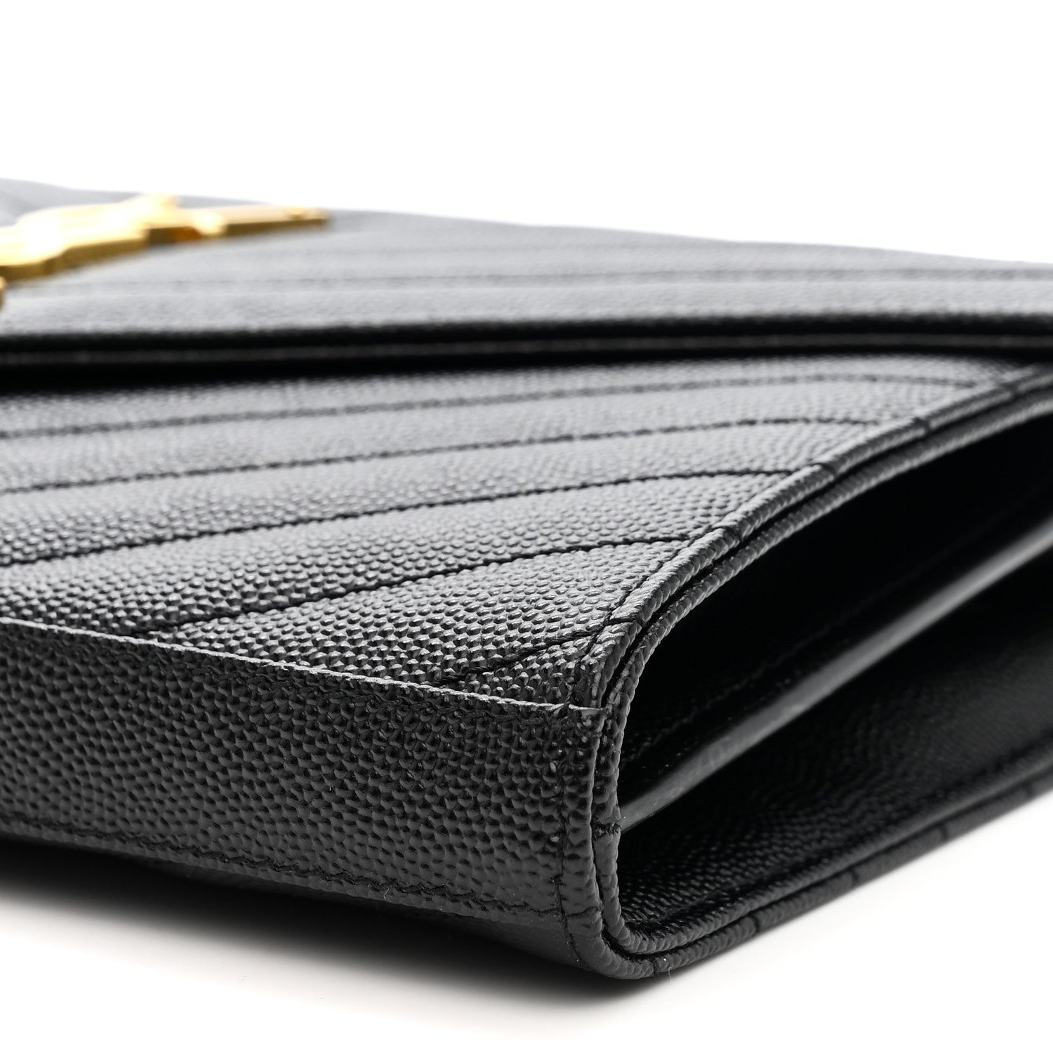 Grain De Poudre Matelasse Chevron Monogram Chain Wallet Black