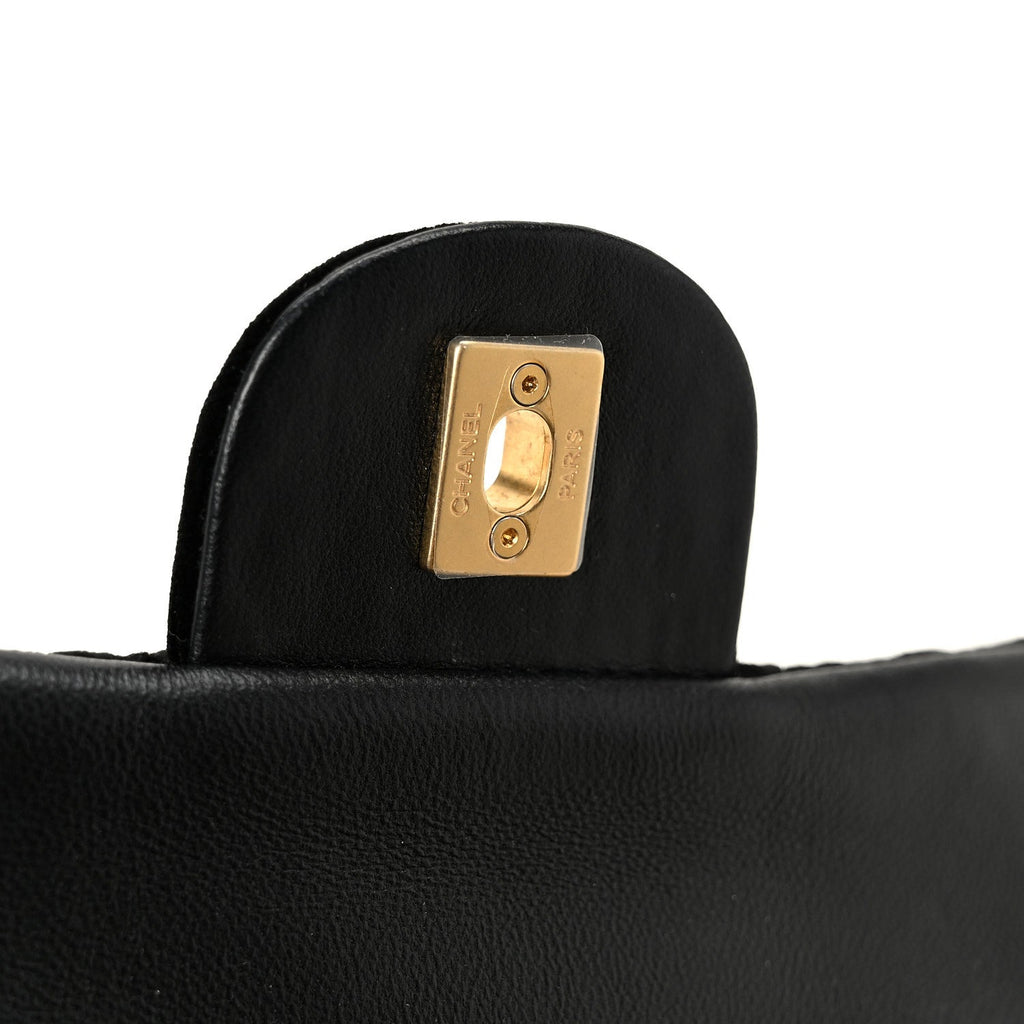 Velvet Quilted Mini Top Handle Flap Black