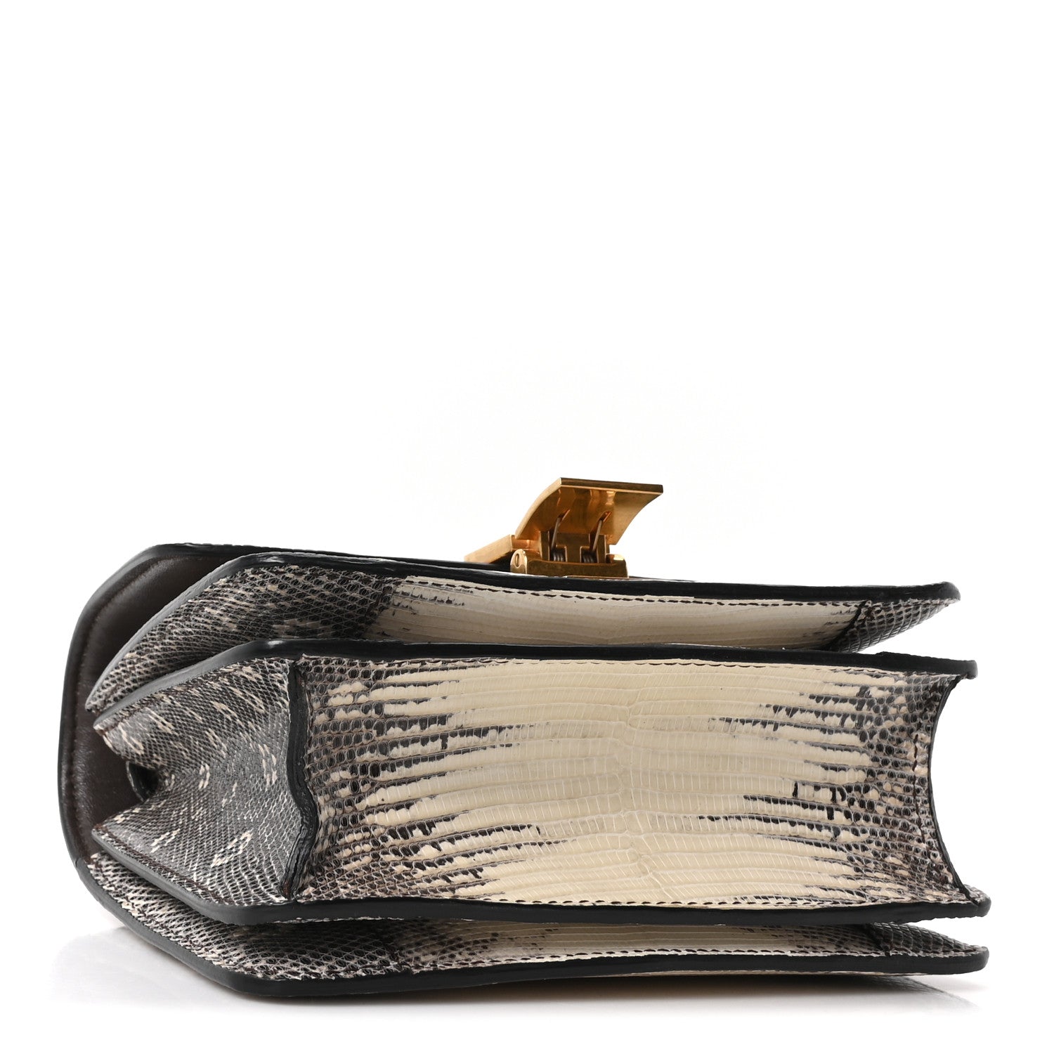 Lizard Small Classic Box Flap Bag Natural