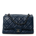Glazed Calfskin Quilted Medium Coco Soft Flap Navy