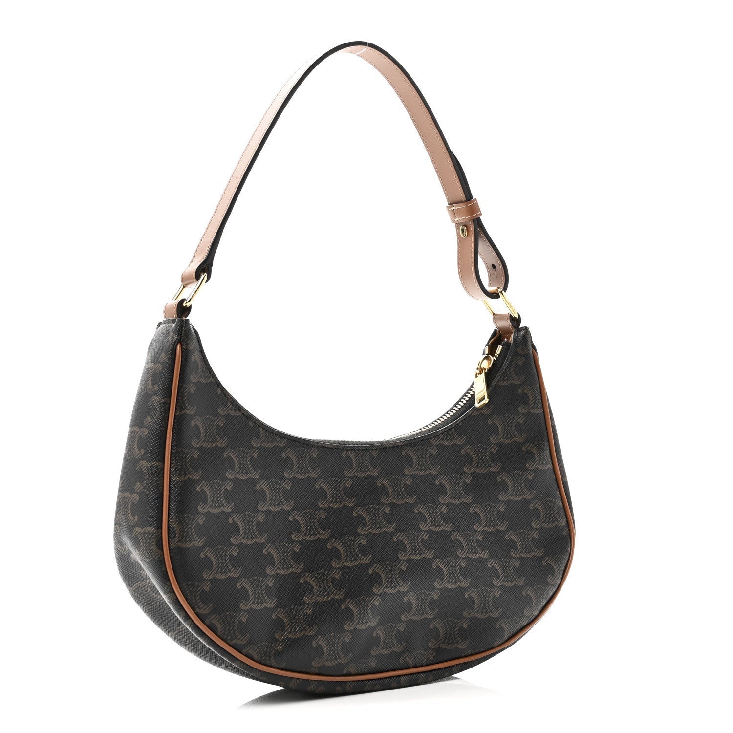 Triomphe Canvas Calfskin Ava Shoulder Bag Tan