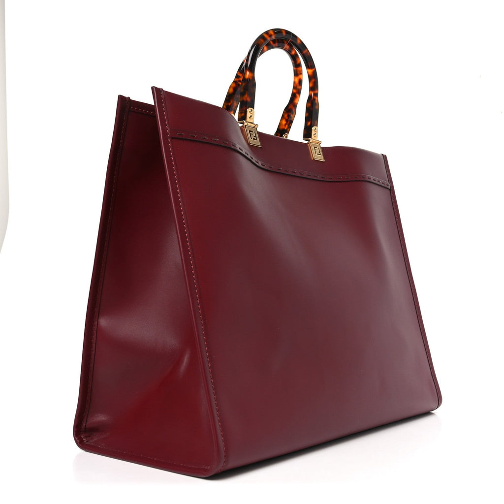 Vitello King Plexiglass Logo Embossed Large Fendi Sunshine Shopper Tote Barolo