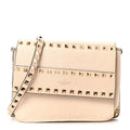 Pebbled Calfskin Rockstud Side Slip Crossbody Ivory