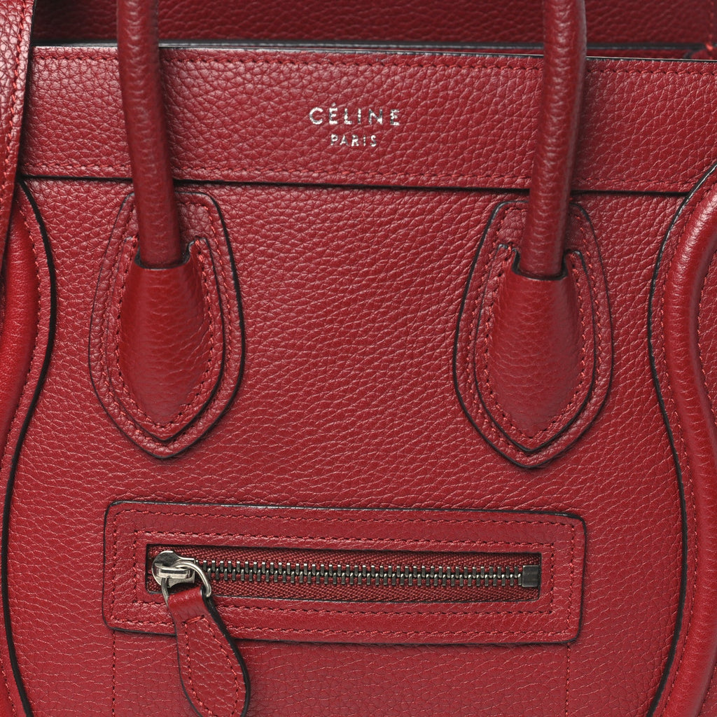 Drummed Calfskin Nano Luggage Merlot