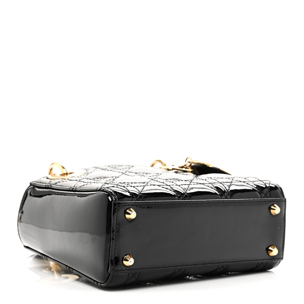 Patent Cannage Mini Lady Dior Black
