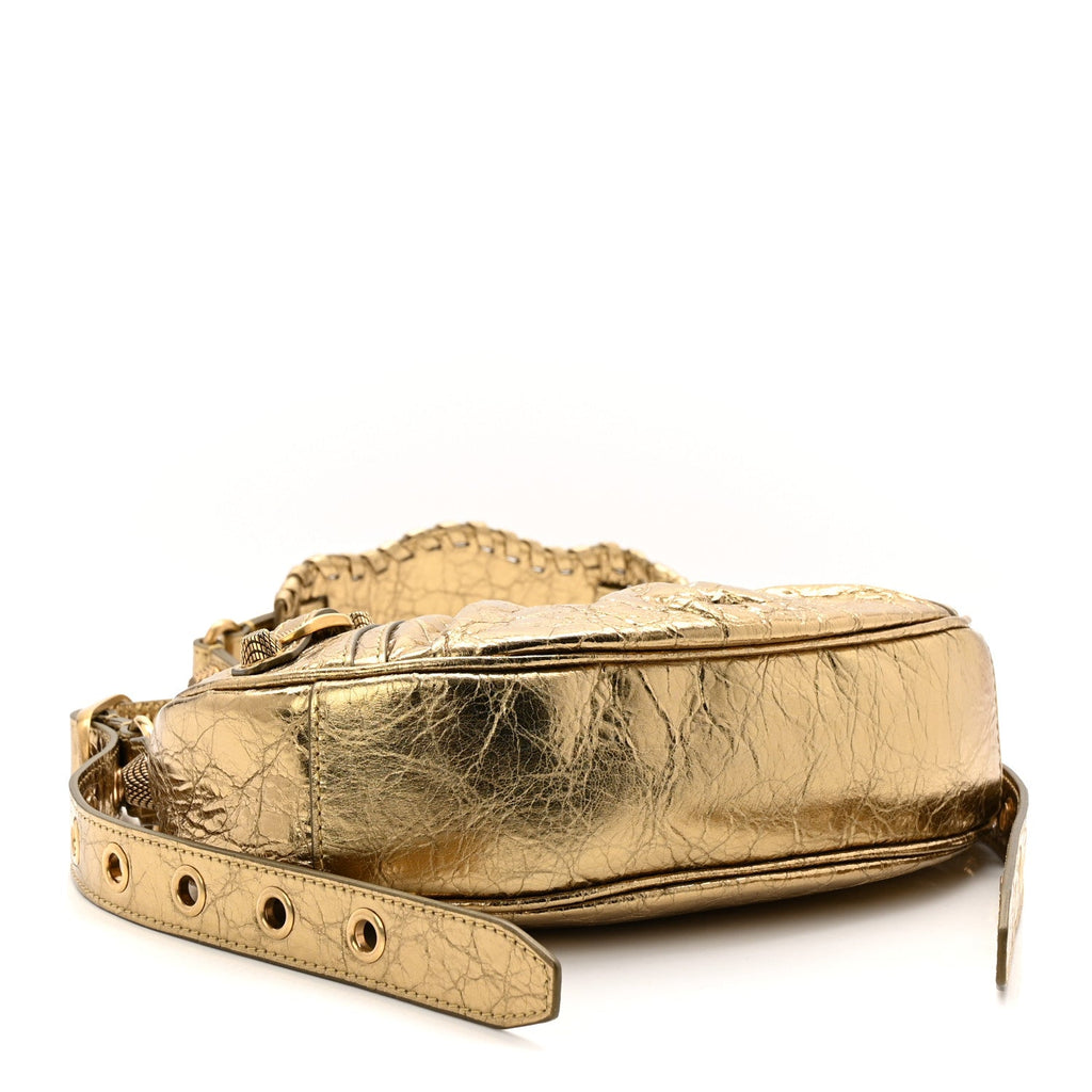 Metallic Agneau Arena Le Cagole Shoulder Bag XS Gold