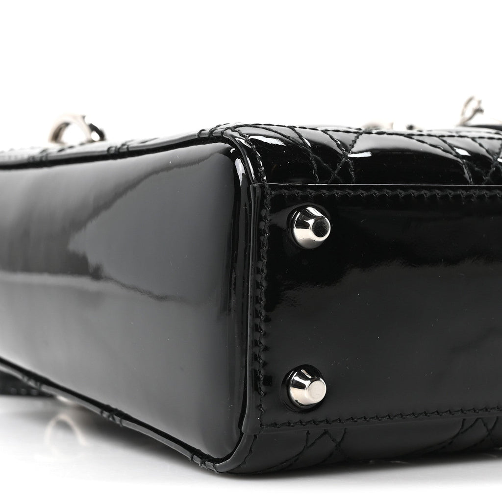 Patent Cannage Mini Lady Dior Black