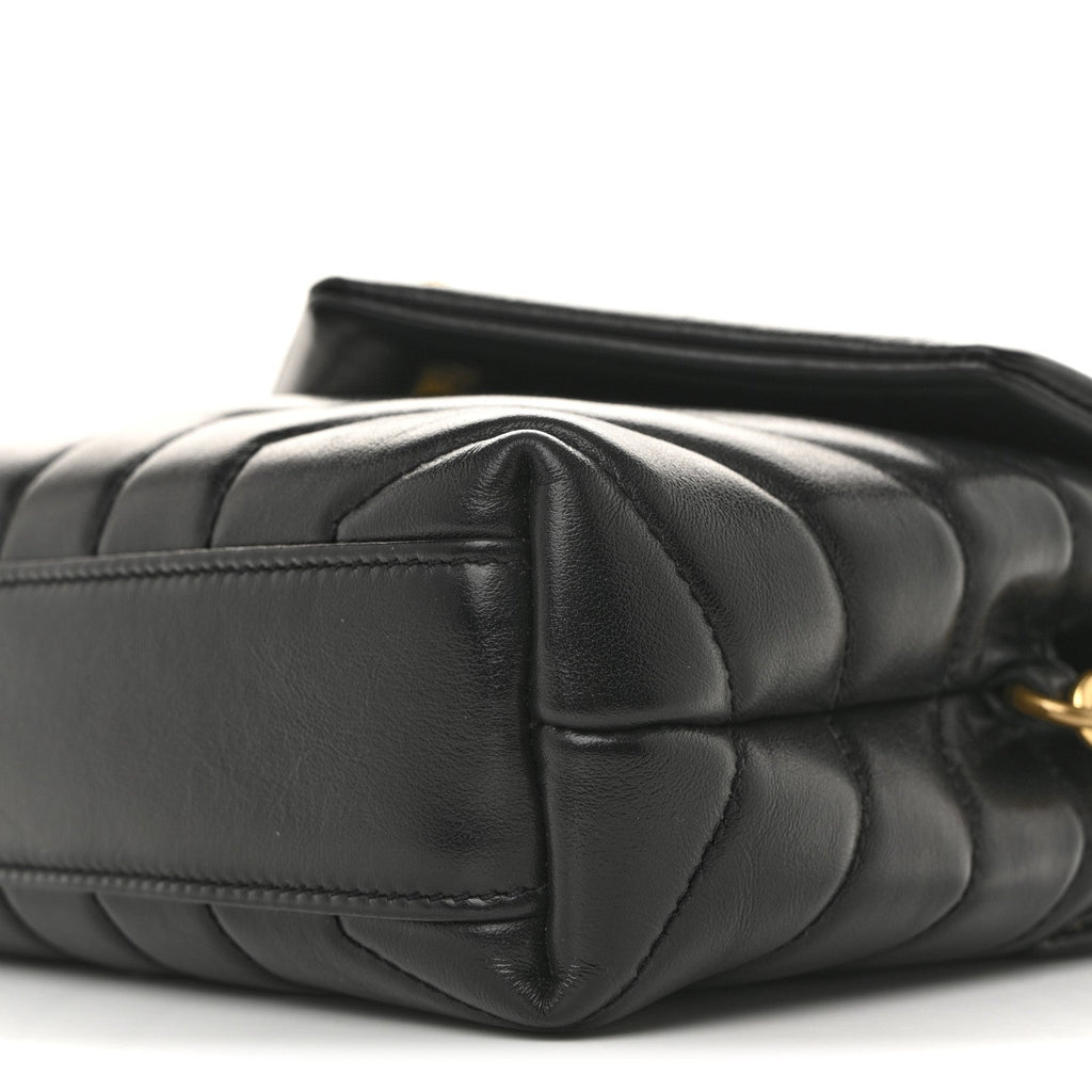Calfskin Y Quilted Monogram Toy Loulou Crossbody Bag Black