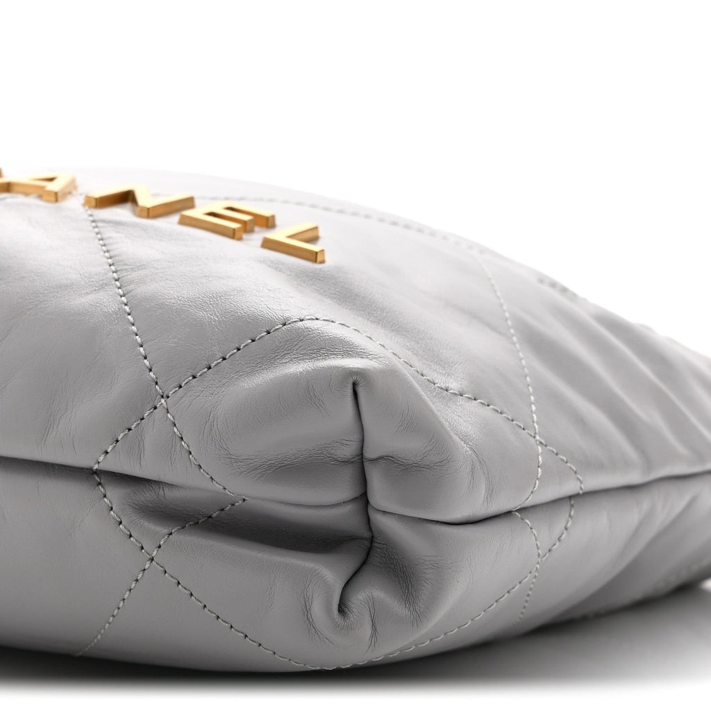 Shiny Calfskin Quilted Mini Chanel 22 Grey