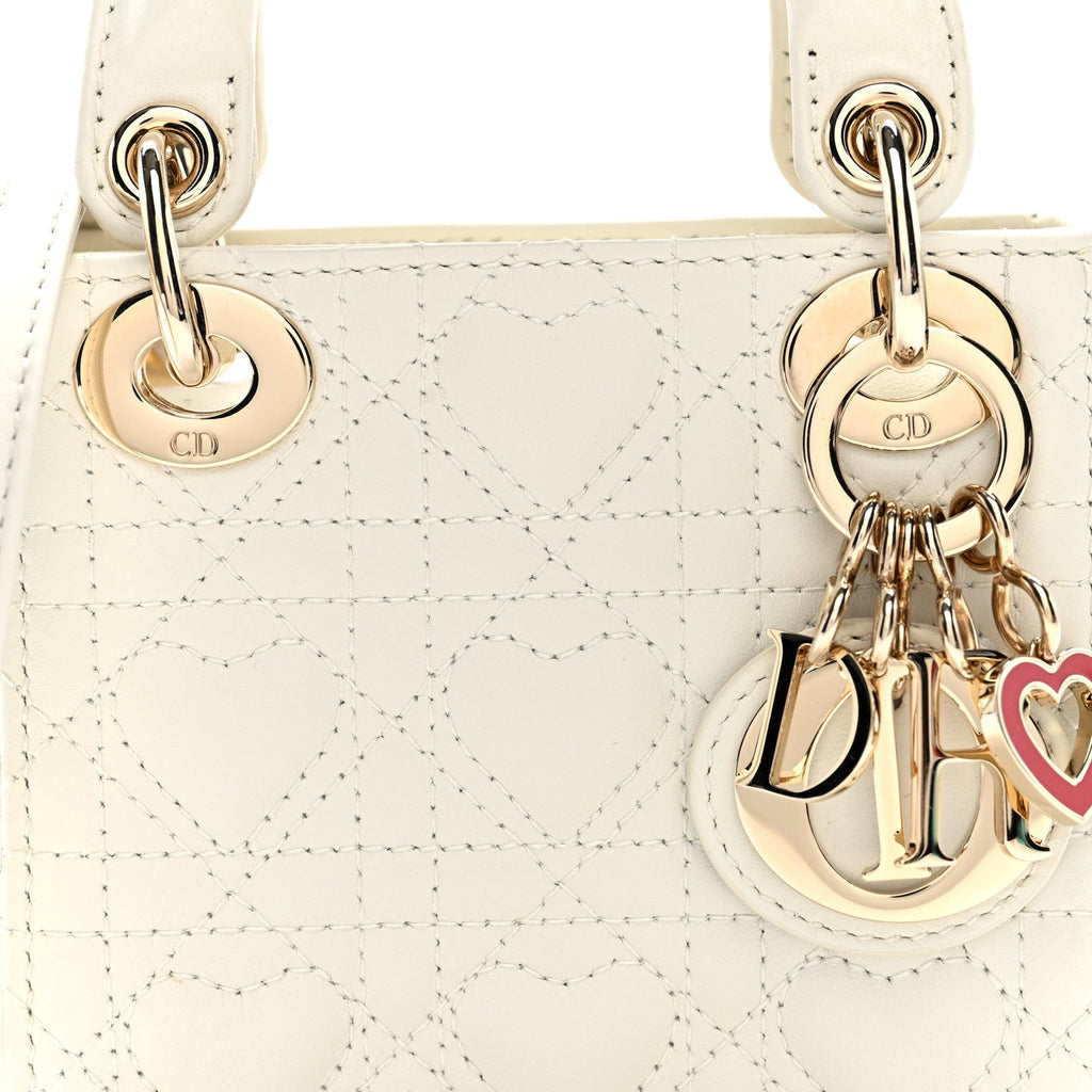 Calfskin Cannage Dioramour Micro Lady Dior Dior White