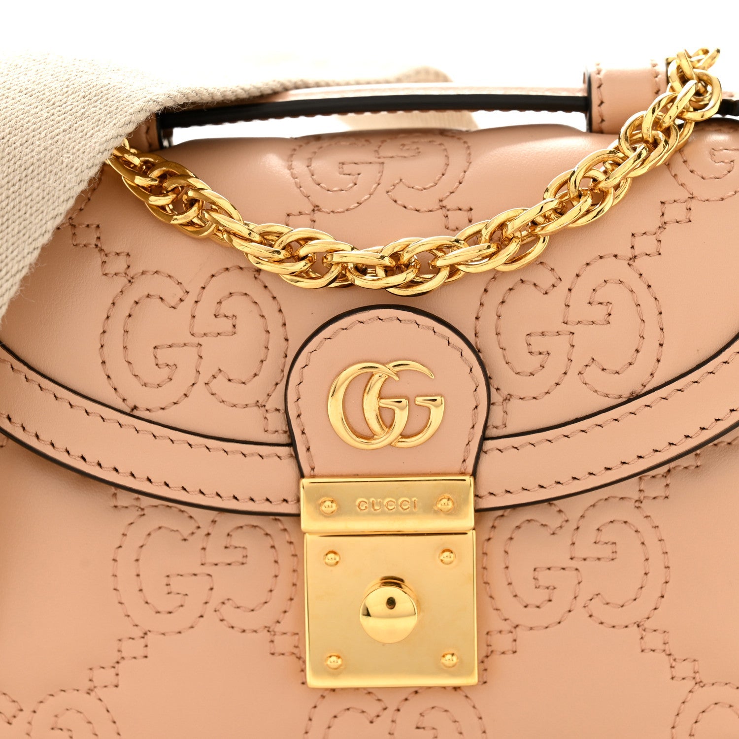 Calfskin GG Matelasse Mini Chain Top Handle Bag Light Pink
