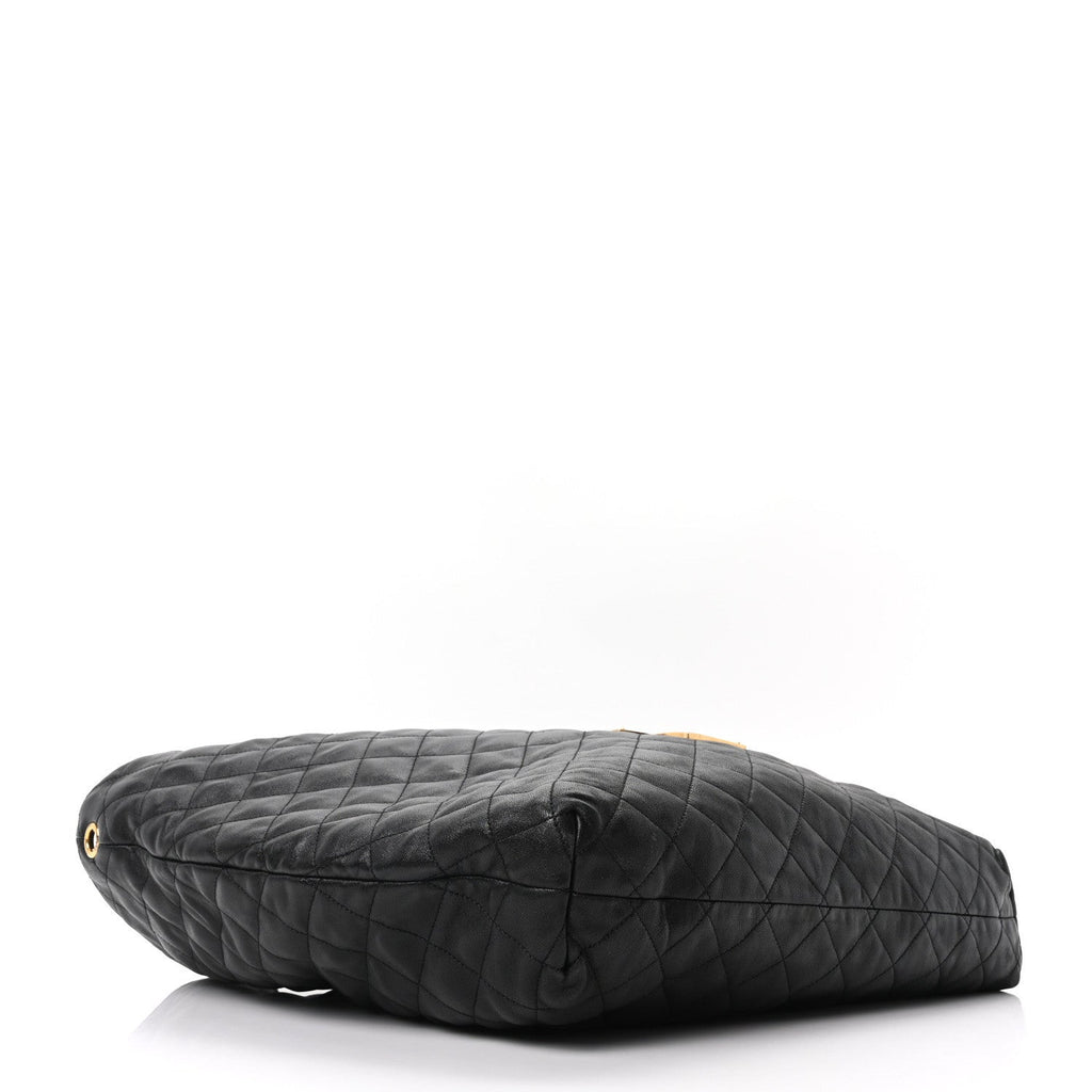 Lambskin Quilted Maxi Icare Shopping Tote Black