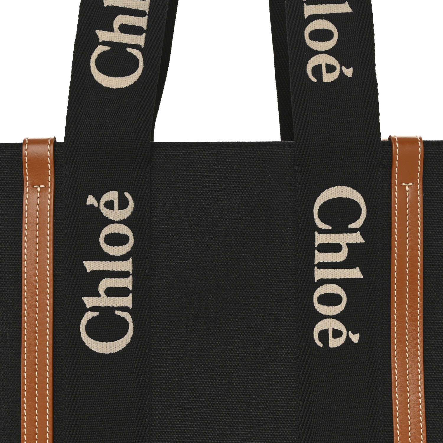 Cotton Calfskin Medium Woody Ribbon Tote Black