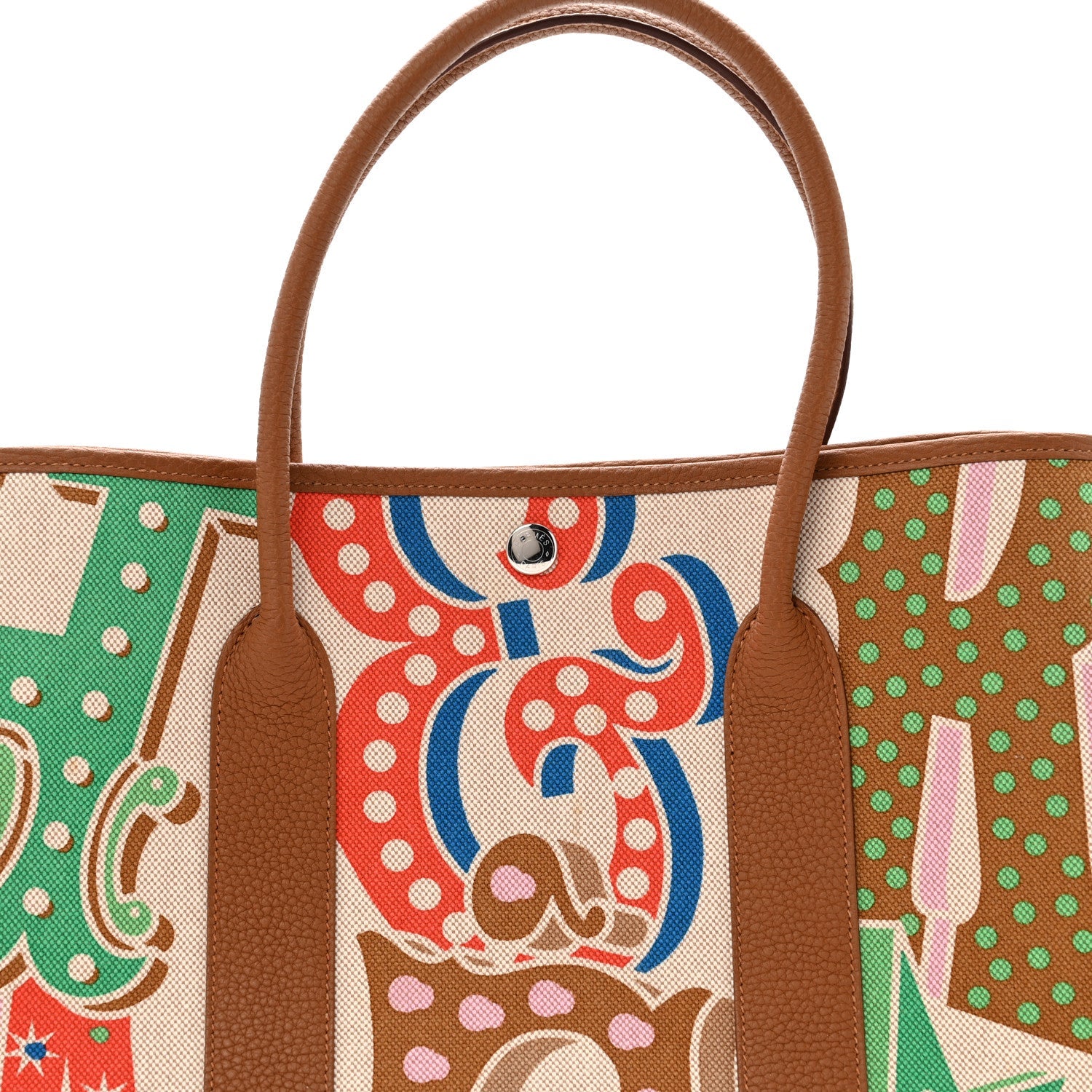 Toile Negonda H Plume Garden Party 36 MM Tote Capucine Ecru Gold
