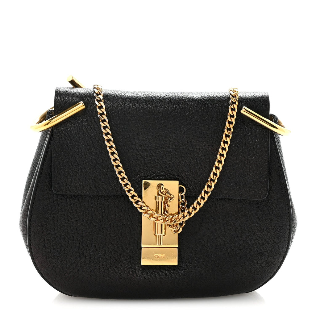 Grained Lambskin Mini Drew Shoulder Bag Black