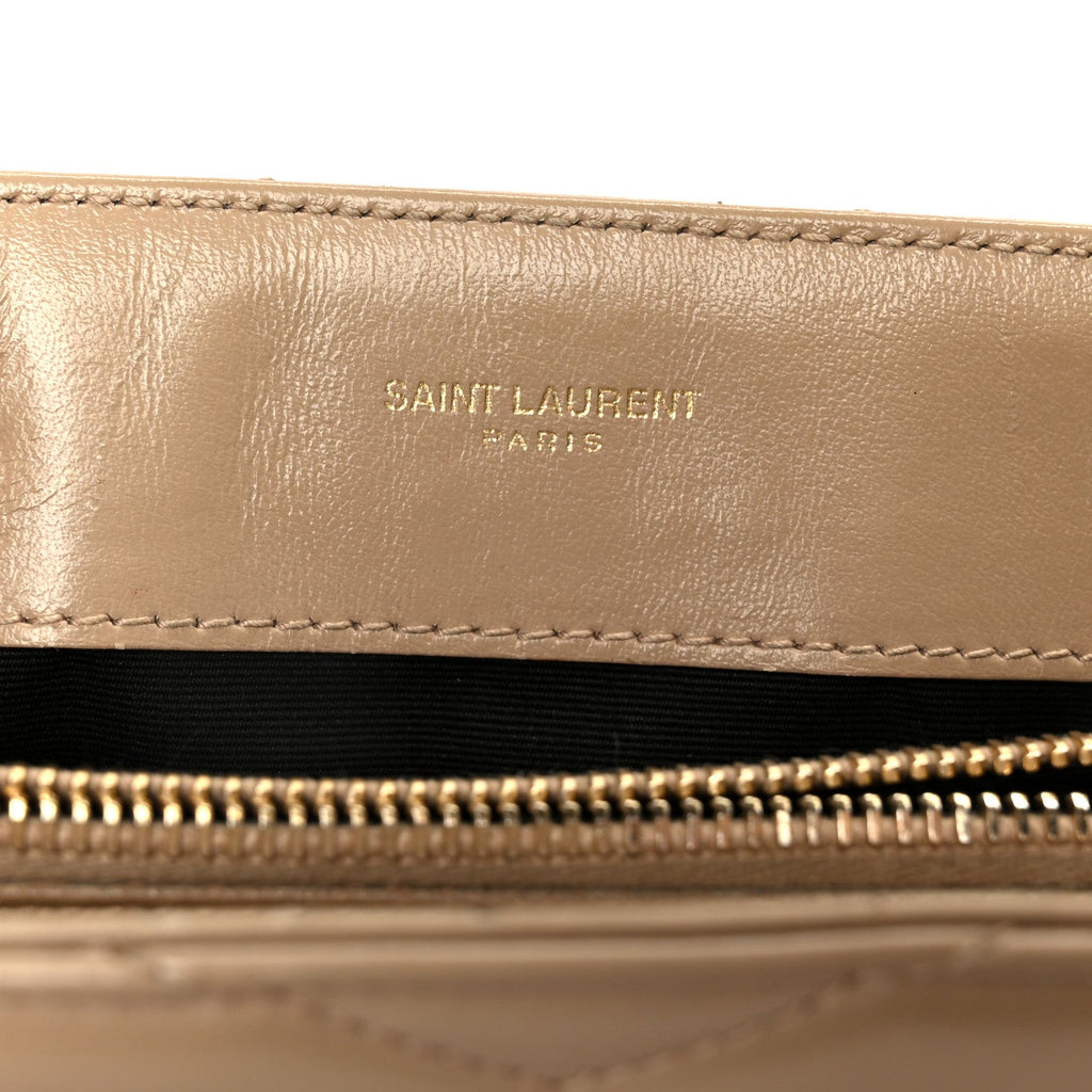 Calfskin Y Quilted Monogram Small Loulou Chain Satchel Dark Beige
