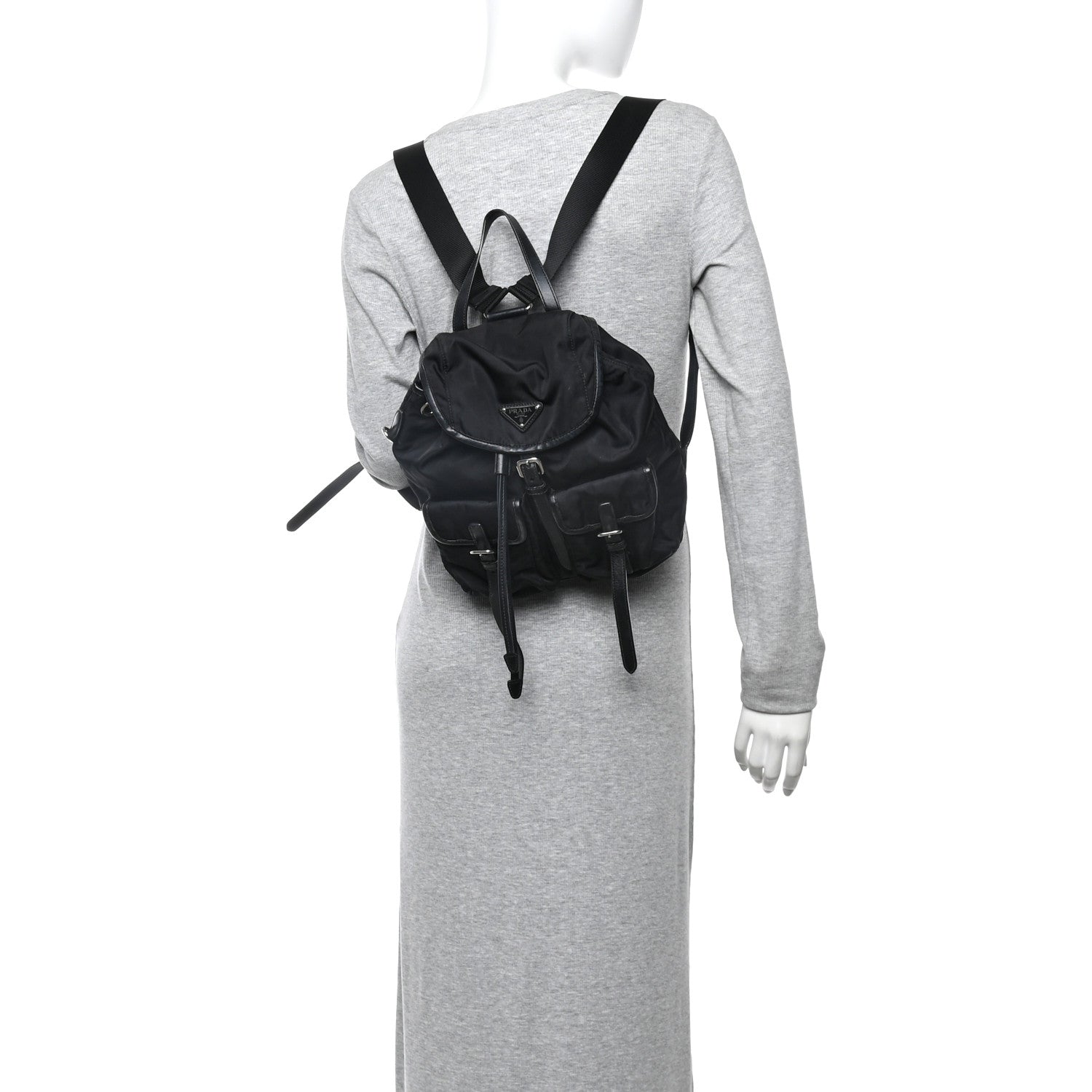 Tessuto Nylon Soft Calfskin Backpack Black