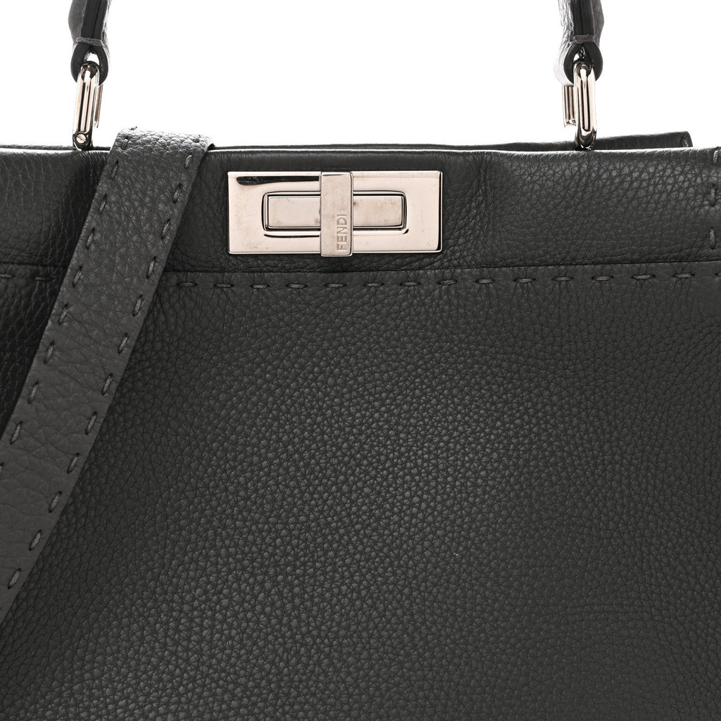 Cuoio Romano Selleria Bi-Color Medium Peekaboo Iconic Satchel Asfalto Latte