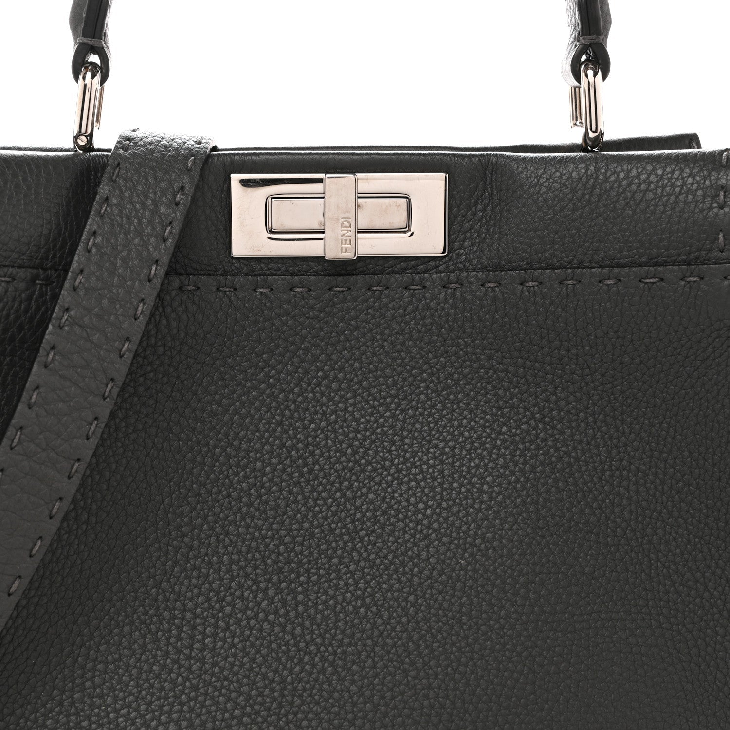 Cuoio Romano Selleria Bi-Color Medium Peekaboo Iconic Satchel Asfalto Latte