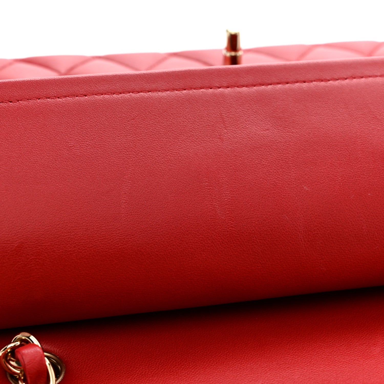 Lambskin Quilted Medium Double Flap Red