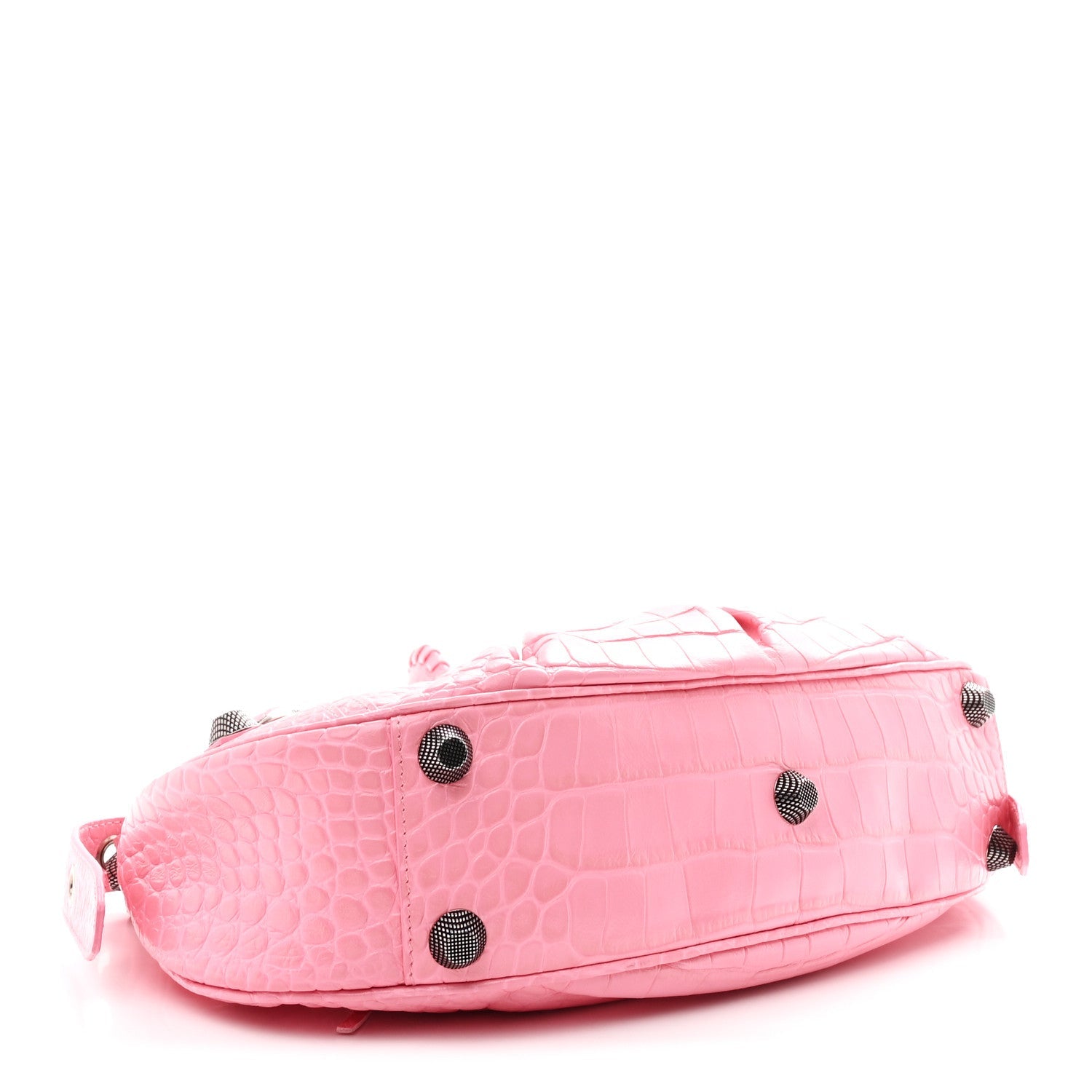 Extra Supple Calfskin Crocodile Embossed Small Le Cagole Shoulder Bag Sweet Pink