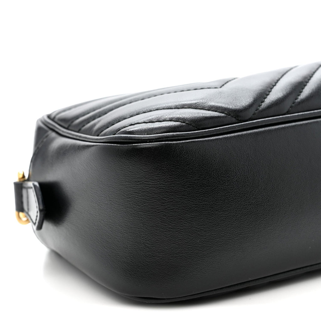 Calfskin Matelasse Small GG Marmont Chain Shoulder Bag Black