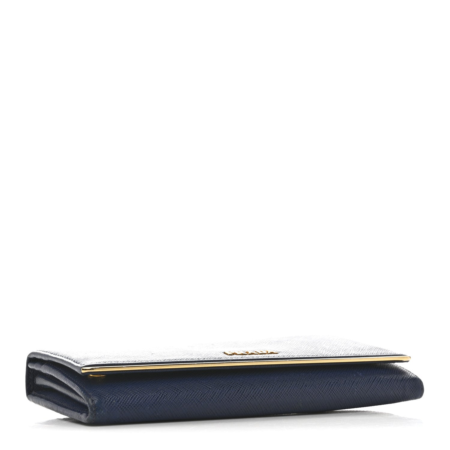 Saffiano Metal Bar Continental Flap Wallet Bluette