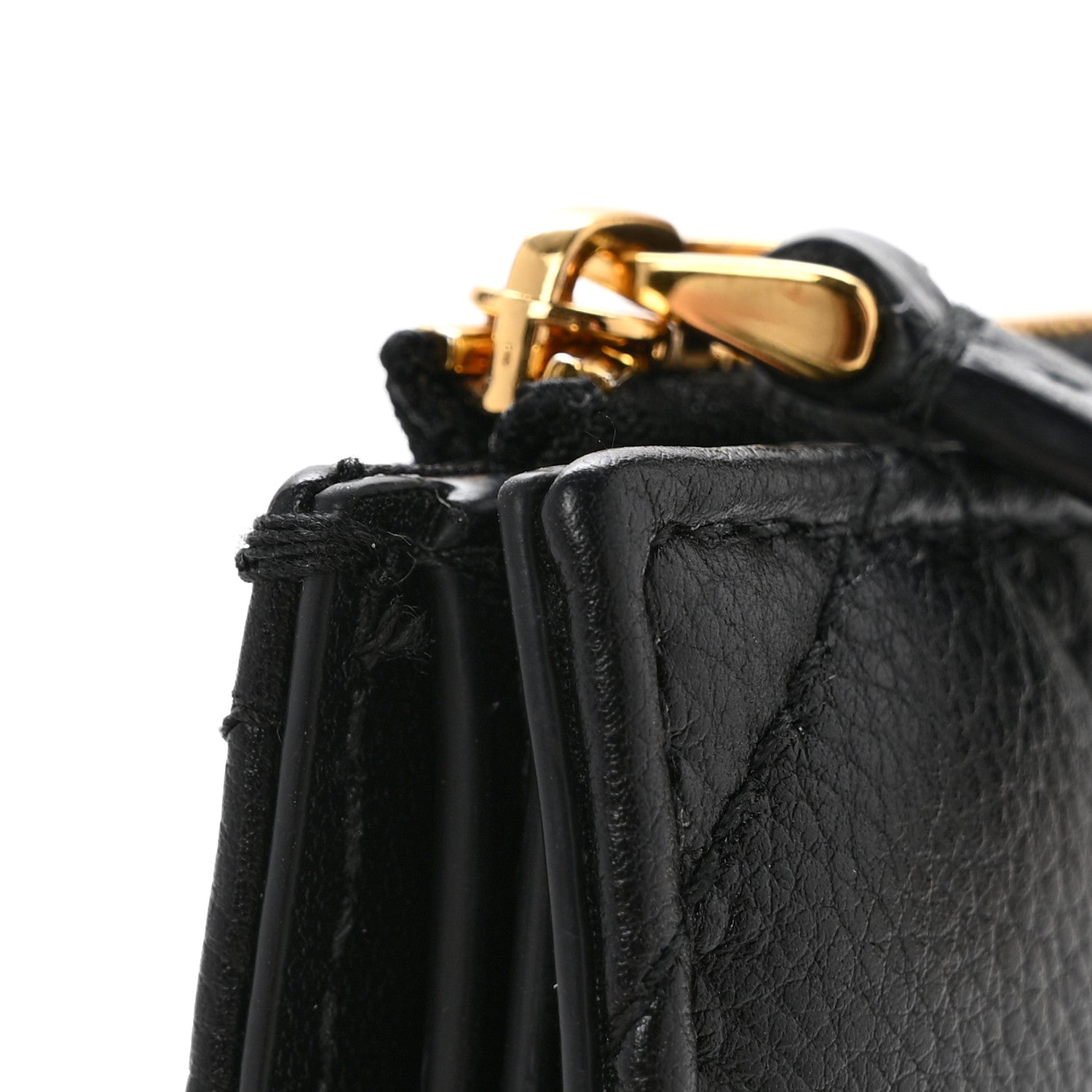 Grained Calfskin Supple Cannage Caro Dahlia Wallet Black