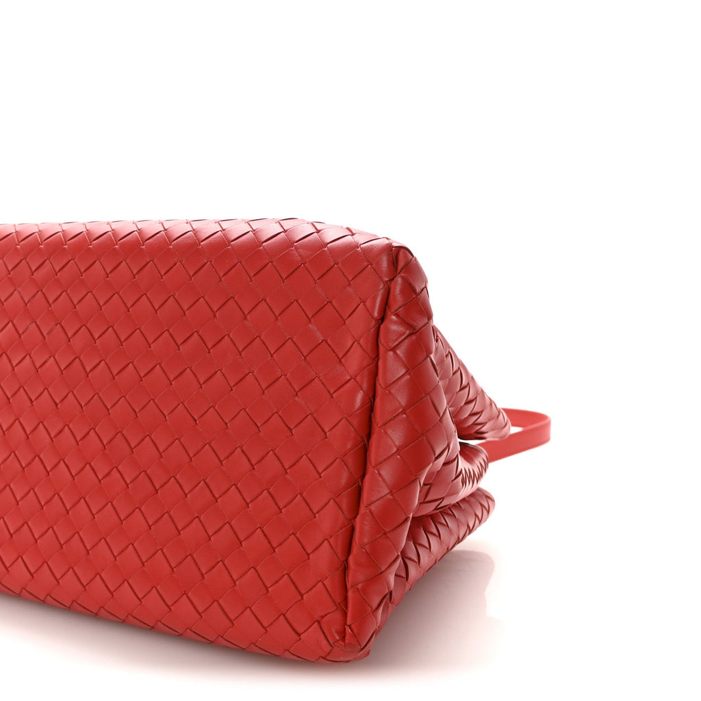Nappa Intrecciato Small Roma Tote Red