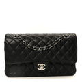 Caviar Quilted Medium Double Flap Black