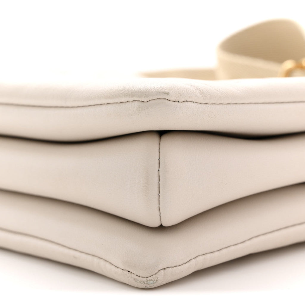 Lambskin Embossed Monogram Coussin PM Beige Cream