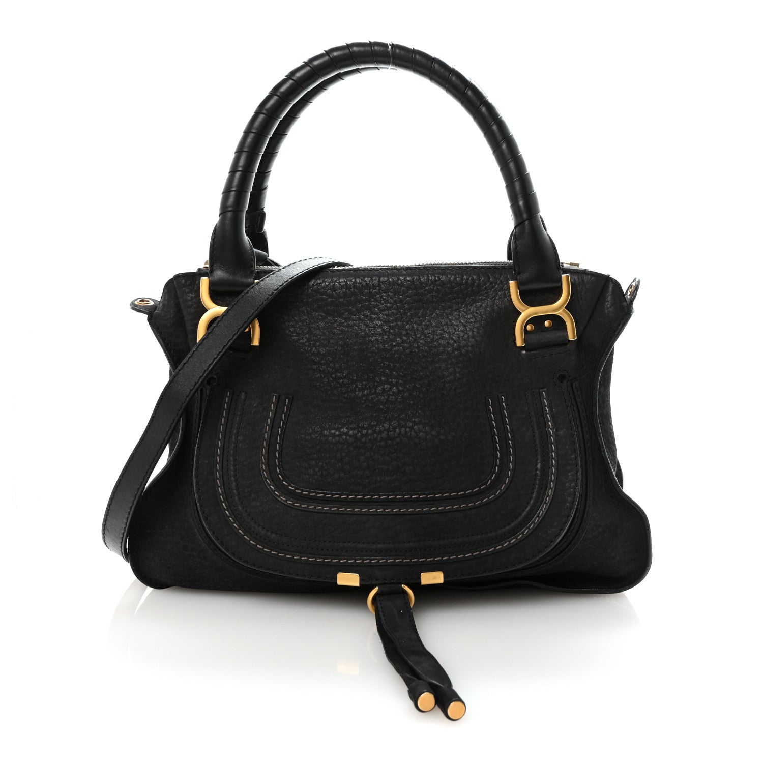 Nubuck Calfskin Medium Marcie Satchel Black