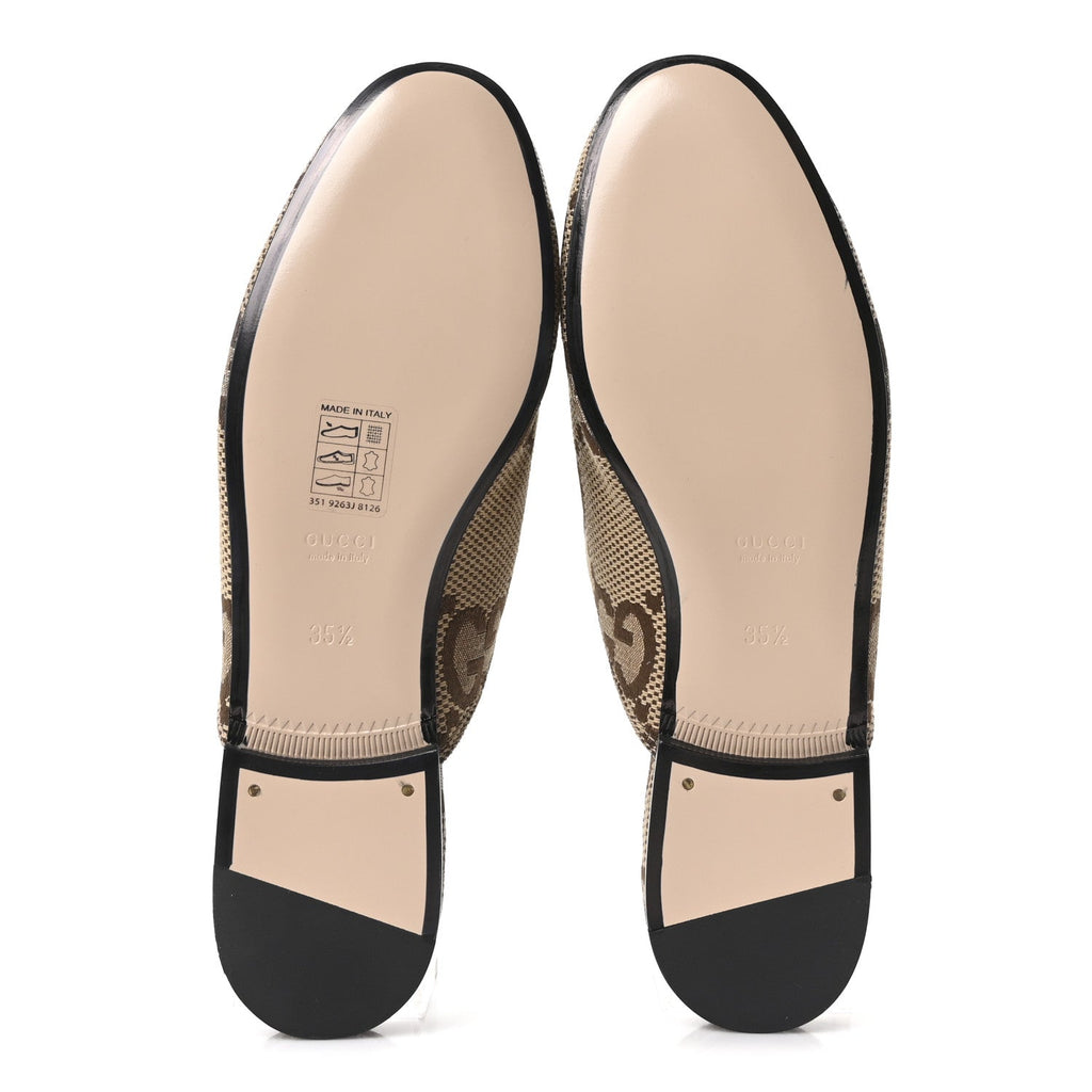 Monogram Jumbo GG Malaga Kid Womens Princetown Slippers 35.5 Camel Ebony New Acero Beige