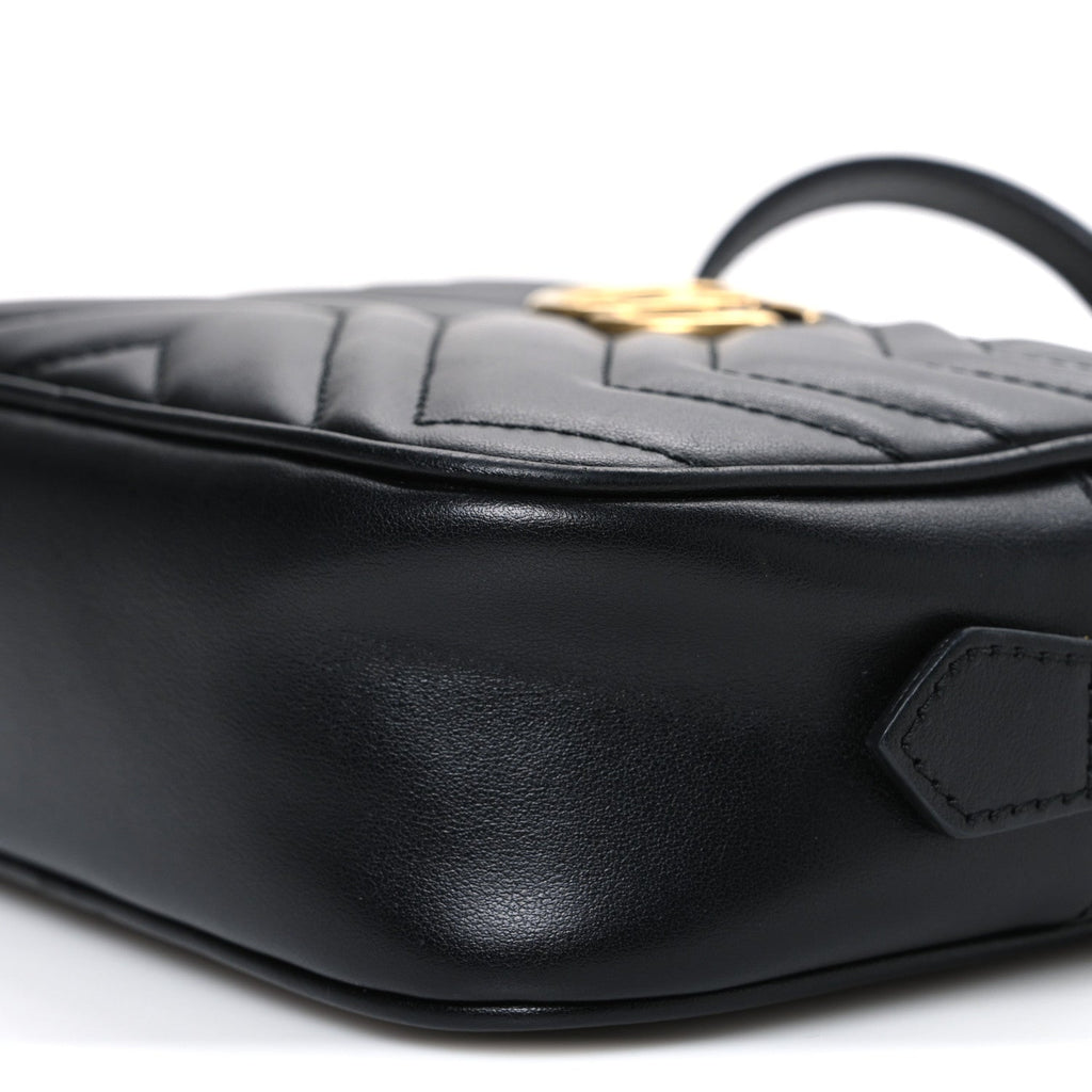 Calfskin Matelasse Mini GG Marmont Chain Shoulder Bag Black