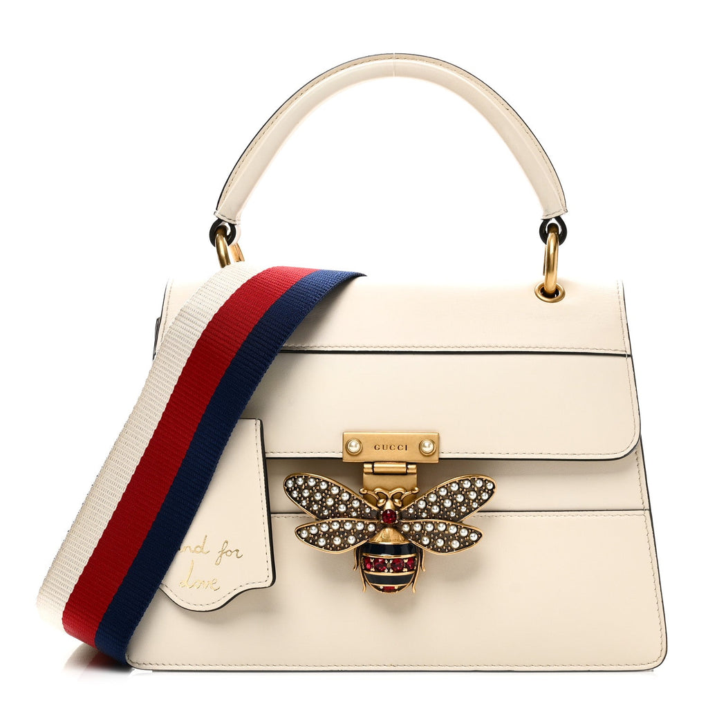 Calfskin Sylvie Web Small Queen Margaret Top Handle Bag White