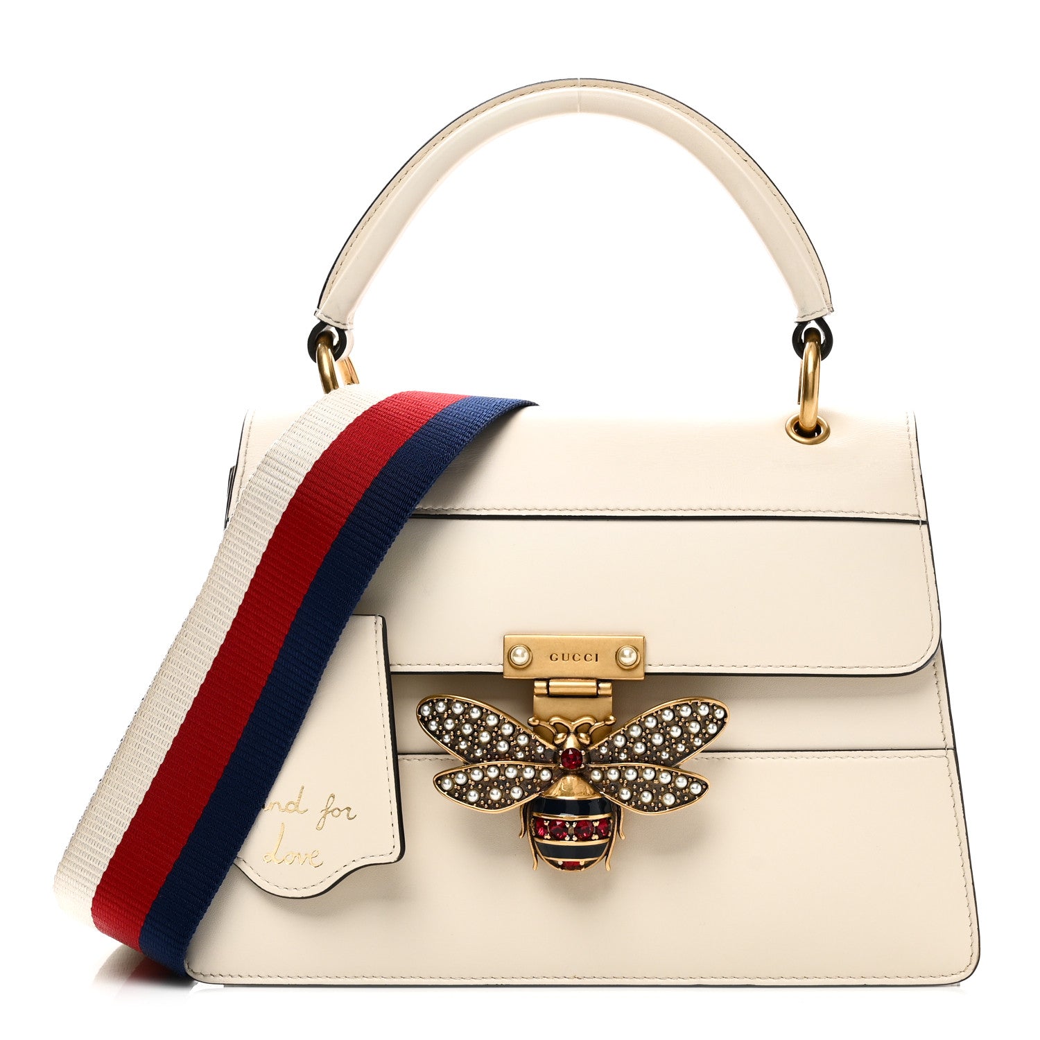Calfskin Sylvie Web Small Queen Margaret Top Handle Bag White