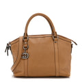 Pebbled Calfskin Medium GG Convertible Dome Satchel Beige