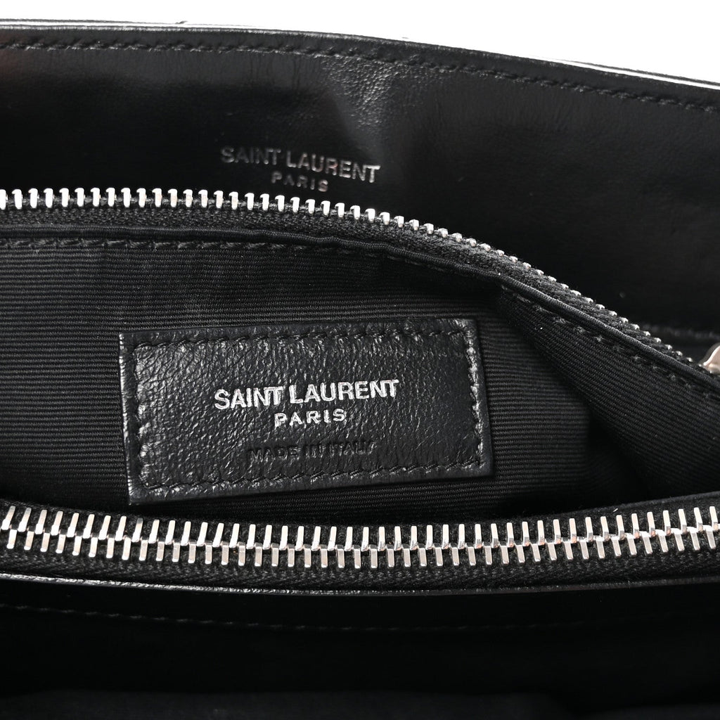 Calfskin Y Quilted Monogram Medium Loulou Chain Satchel Black