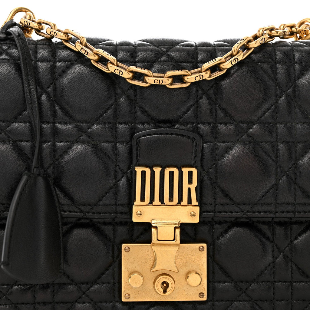 Lambskin Cannage Large Dioraddict Flap Bag Black