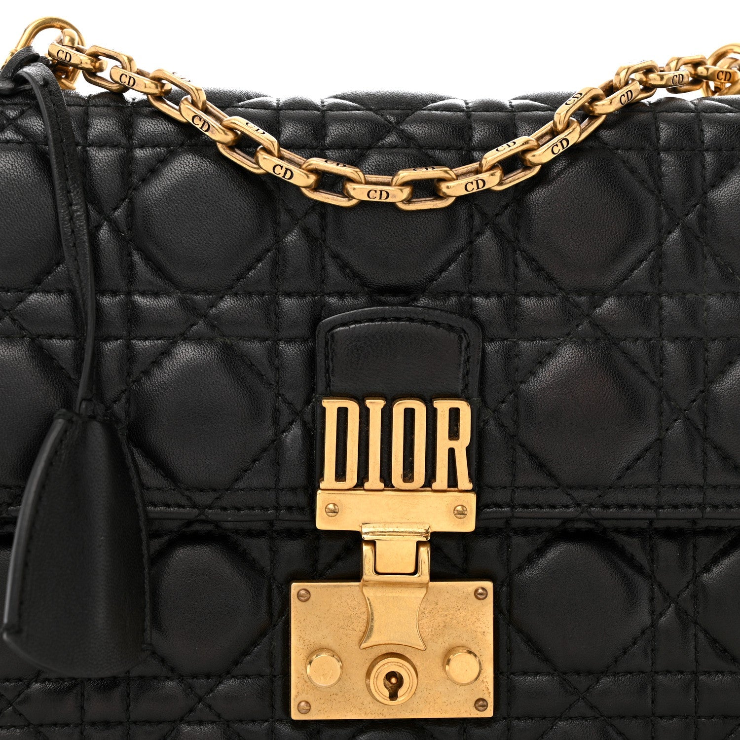 Lambskin Cannage Large Dioraddict Flap Bag Black