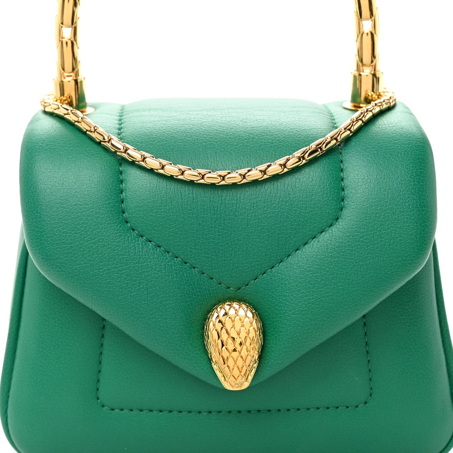 Calfskin Micro Serpenti Reverse Top Handle Emerald Green